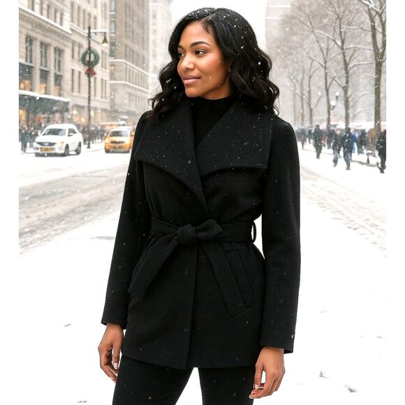 Tahari XS Women's Water-Resistant Tie Belt Wrap Trench Overcoat Winter Jacket - Picture 4 of 8